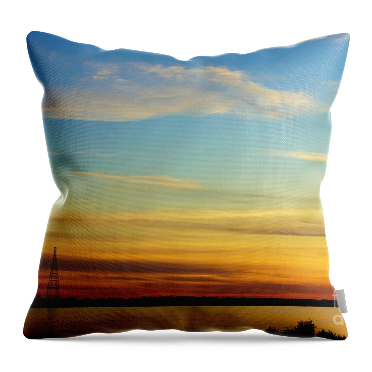 Sunset Throw Pillow featuring the photograph Sunset over the Mississippi River by Jimmy Clark