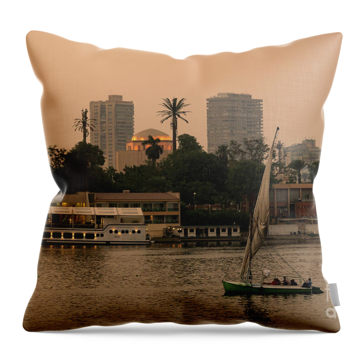Africa Throw Pillow featuring the photograph Sunset over the Nile River in Cairo in Egypt by Didier Marti