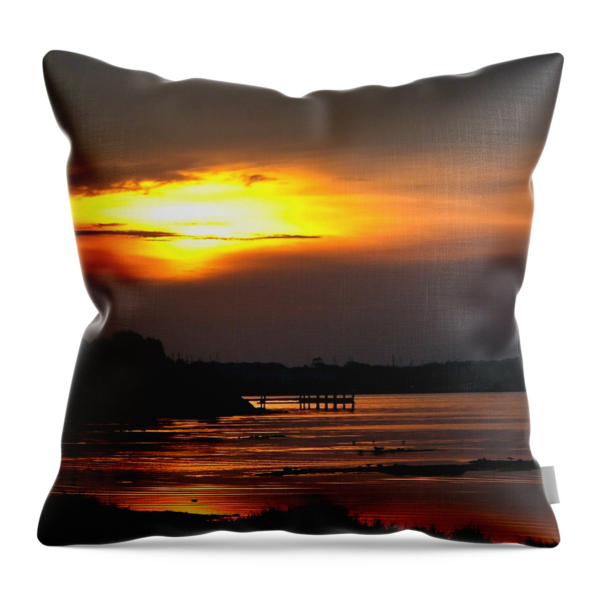 Sunset Throw Pillow featuring the photograph Sunset Over Titusville Florida by Phil And Karen Rispin
