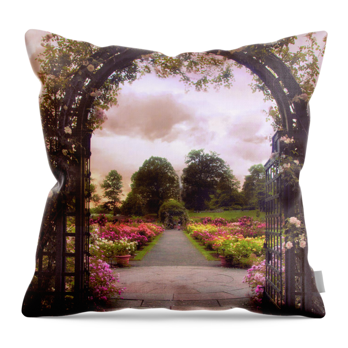 New York Botanical Garden Throw Pillow featuring the photograph Sunset Pergola by Jessica Jenney
