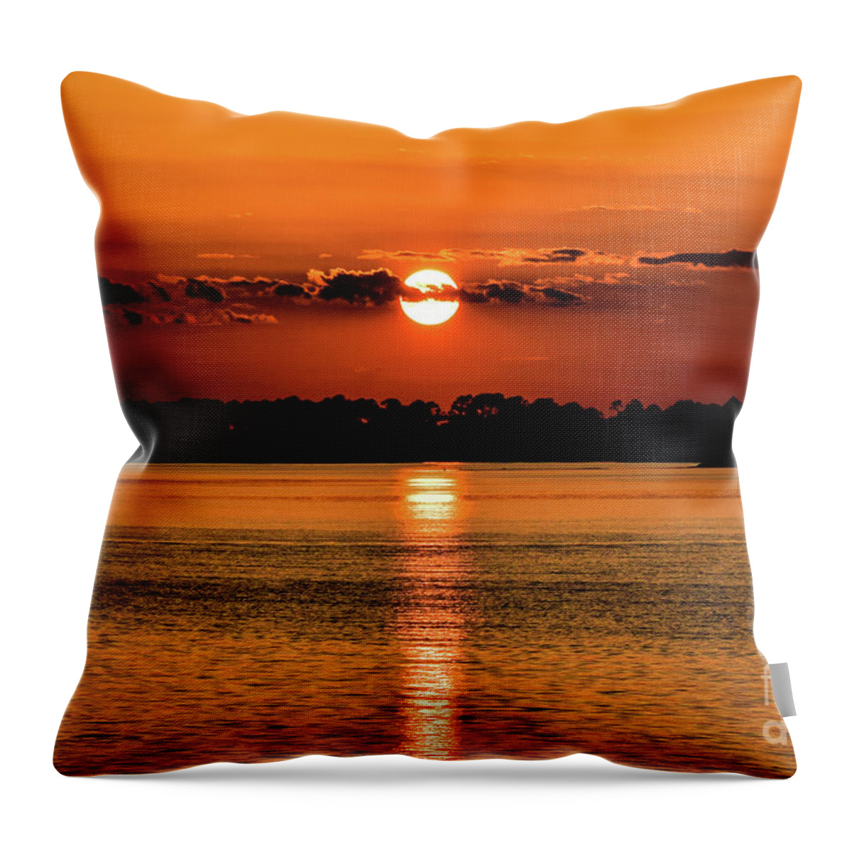 Sunset Throw Pillow featuring the photograph Sunset Reflection on Pensacola Bay by Beachtown Views
