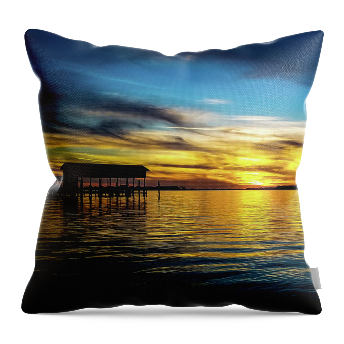 Sunset Throw Pillow featuring the photograph Sunset Reflection on Perdido Bay by Beachtown Views