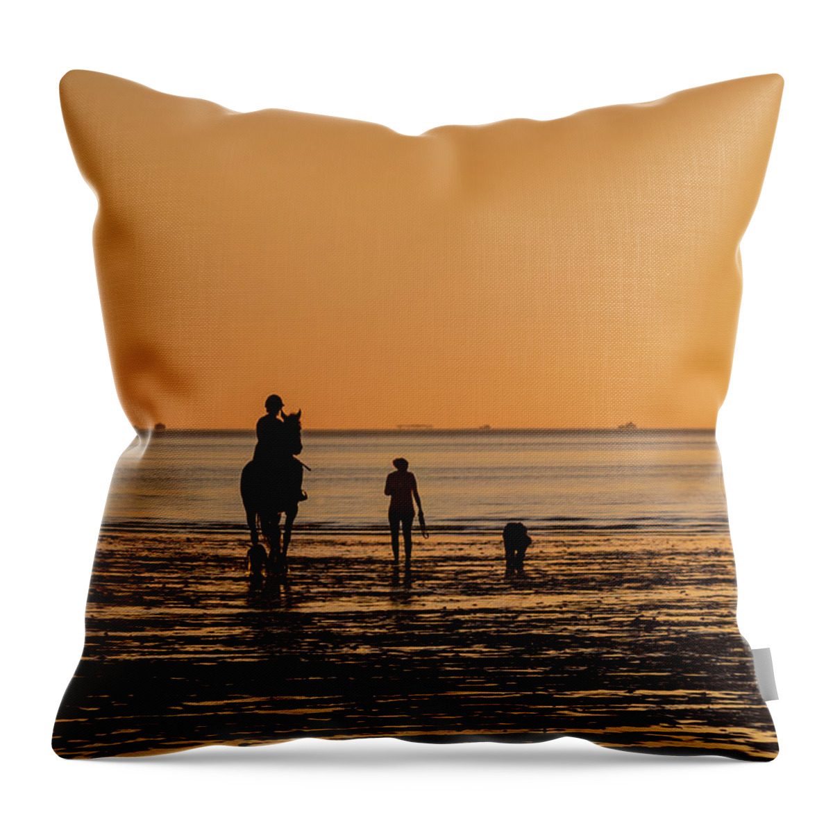 Hoylake Throw Pillow featuring the photograph Sunset Rider by Spikey Mouse Photography