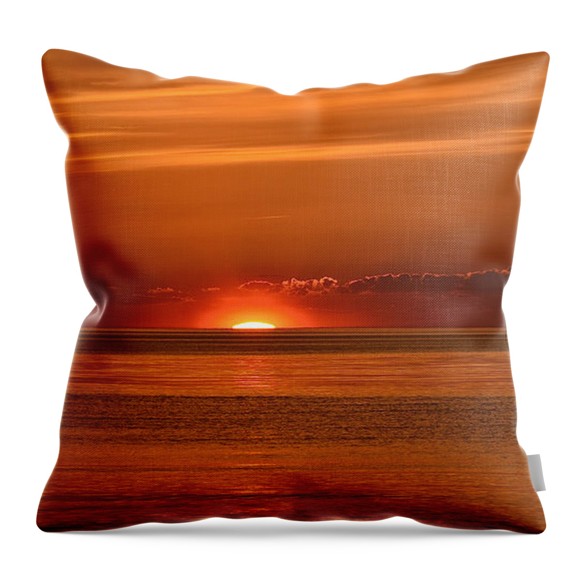 Halo Throw Pillow featuring the photograph Sunset Sun Halo - Skaket Beach by Debra Banks