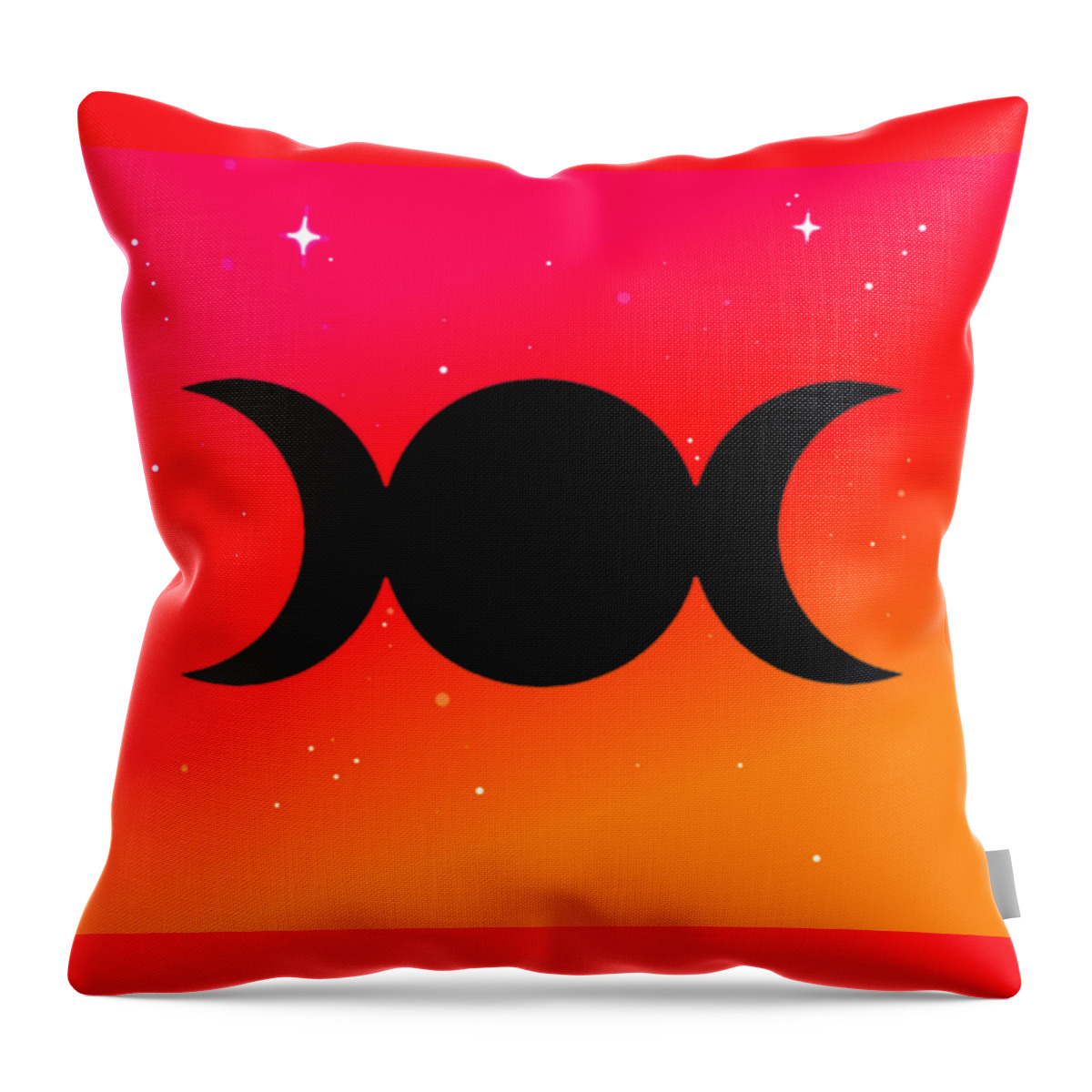 Digital Throw Pillow featuring the digital art Sunset Triple Moon Goddess Symbol on Warm Ombre by Vicki Noble