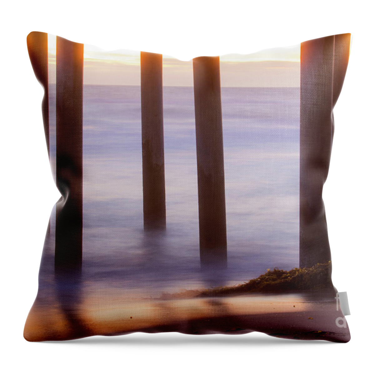  Throw Pillow featuring the photograph Sunset Under the Pier by Vincent Bonafede