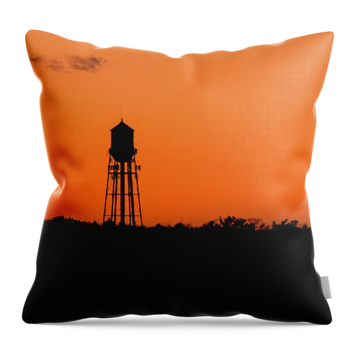 Landscape Throw Pillow featuring the photograph Sunset Water Tower in Biddeford, ME by Betty Denise