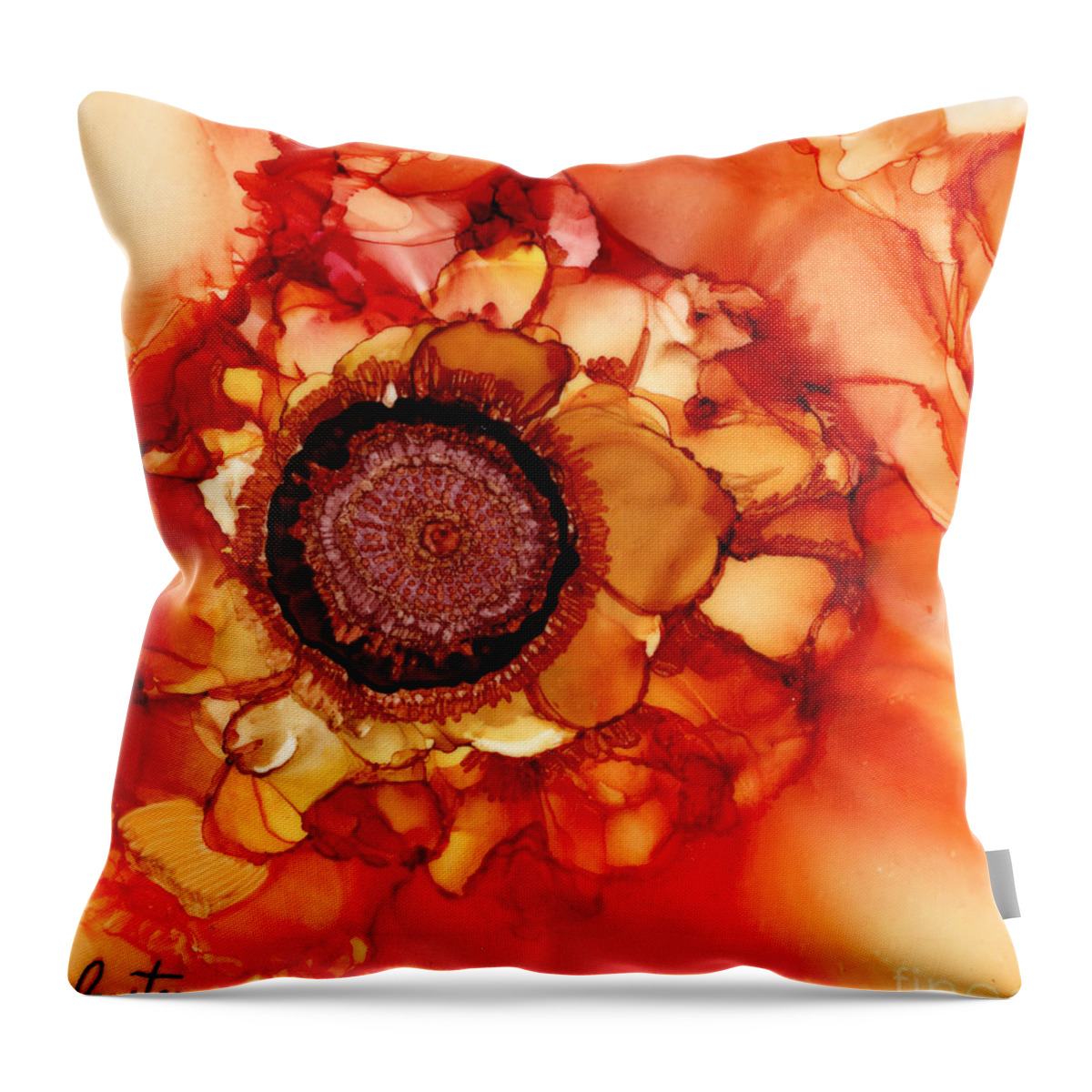 Sunshine Rose Throw Pillow featuring the painting Sunshine Rose by Daniela Easter