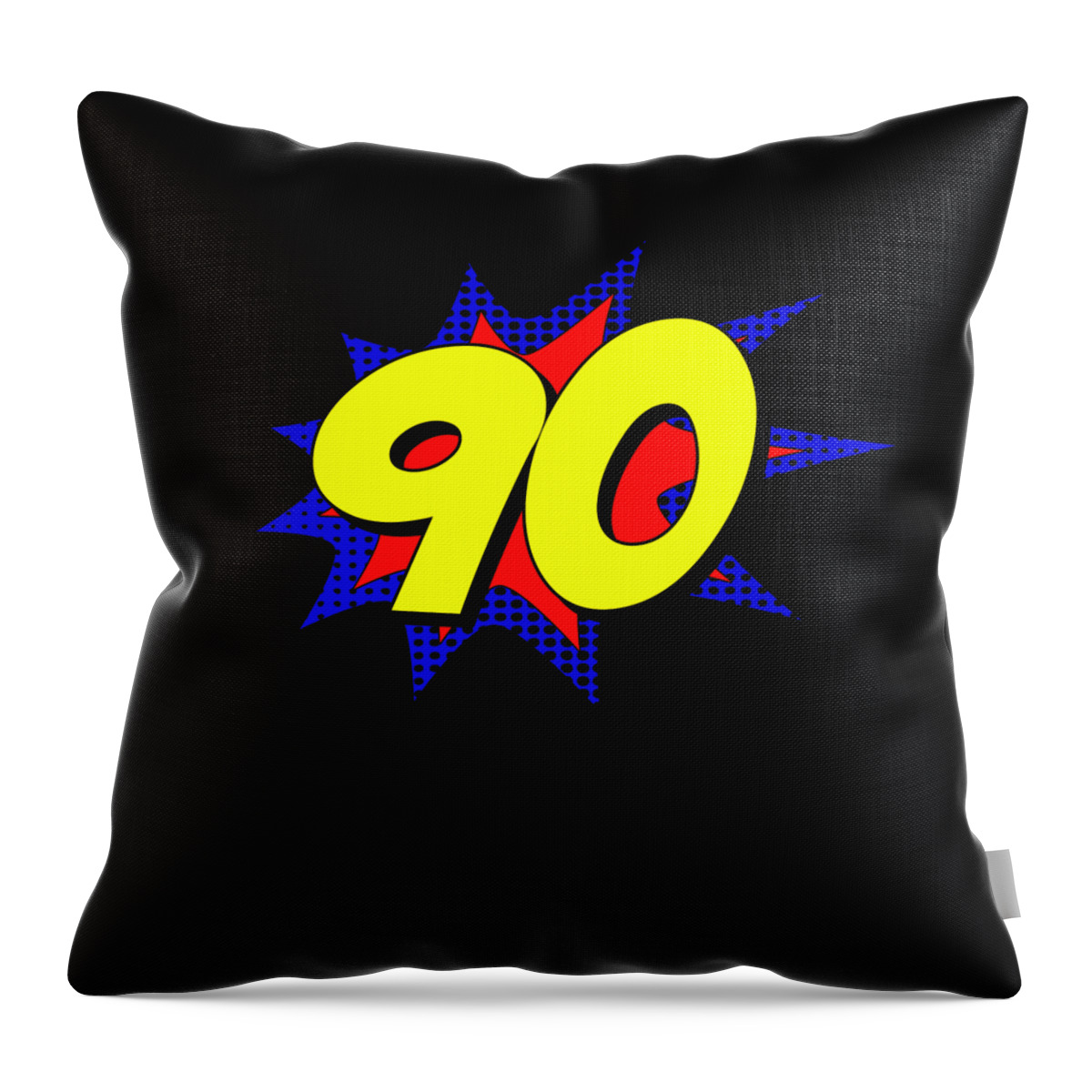 Funny Throw Pillow featuring the digital art Superhero 90 Years Old Birthday by Flippin Sweet Gear