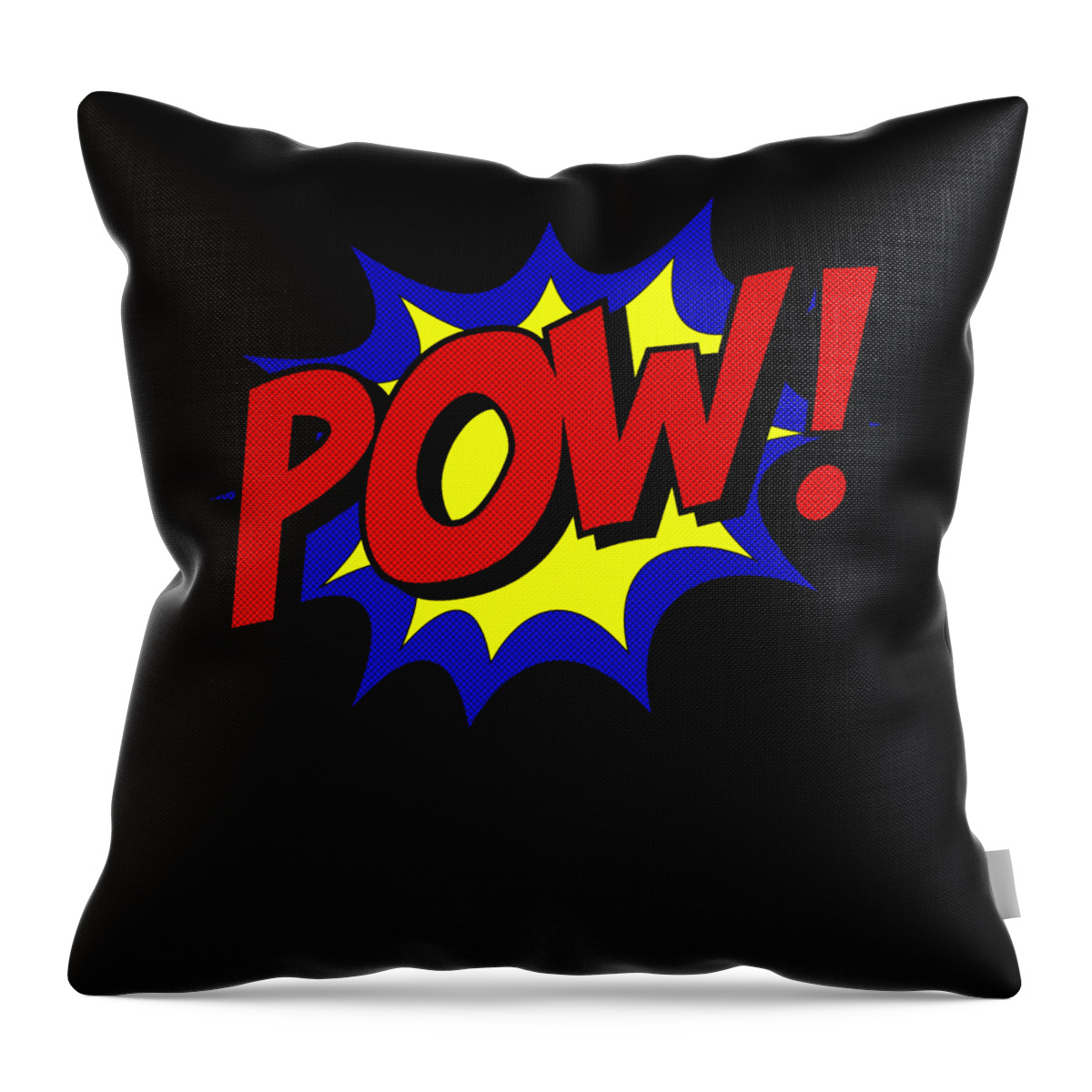 Funny Throw Pillow featuring the digital art Superhero Pow by Flippin Sweet Gear