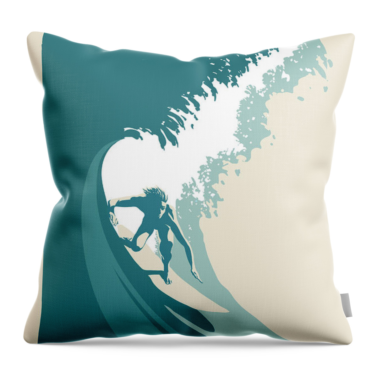 Surfs Up Throw Pillow featuring the painting Surfs Up by Sassan Filsoof