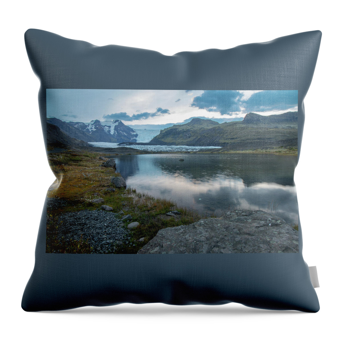 Svinafellsjokull Throw Pillow featuring the photograph Svinafellsjokull Glacial Pool by Kristia Adams