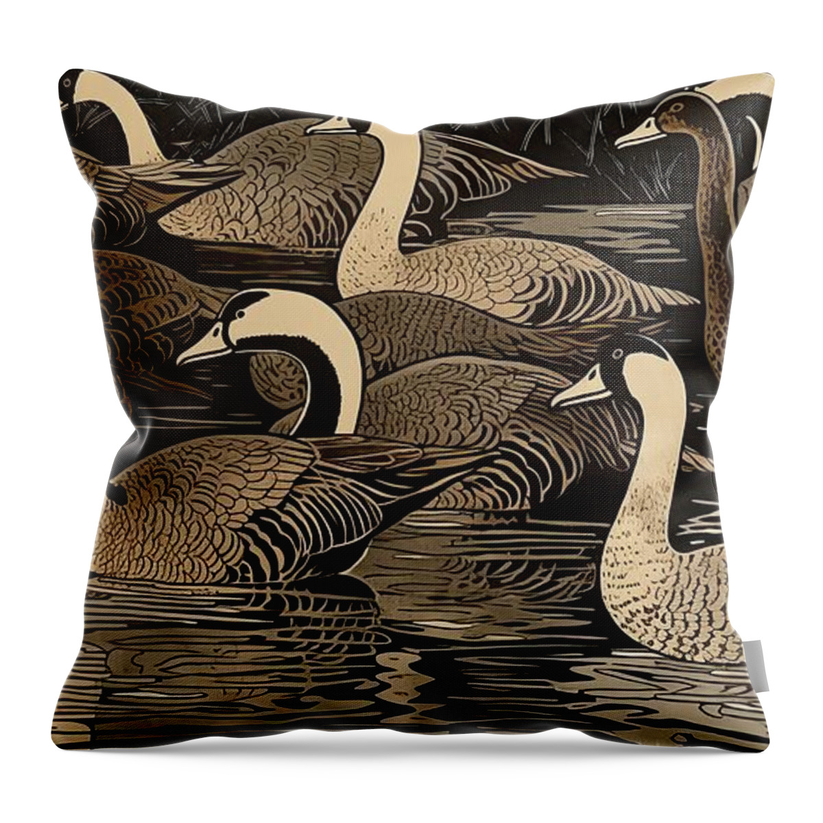 Swans Throw Pillow featuring the painting Swan Symphony by Mindy Sommers