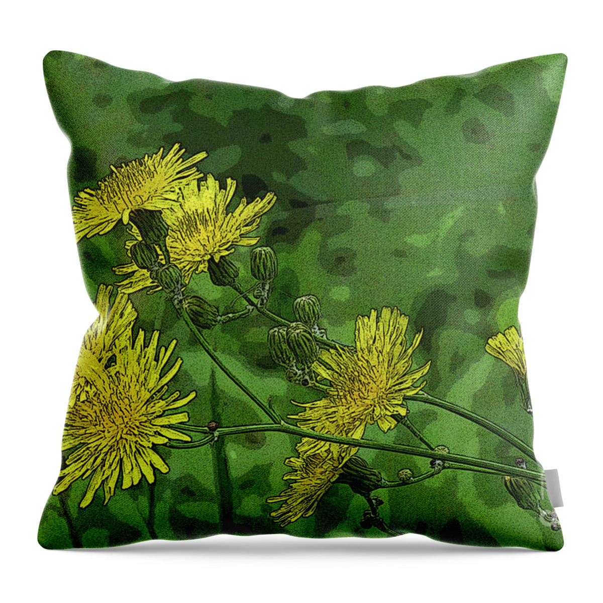 Canada Throw Pillow featuring the digital art Swaying Dandelions by Mary Mikawoz