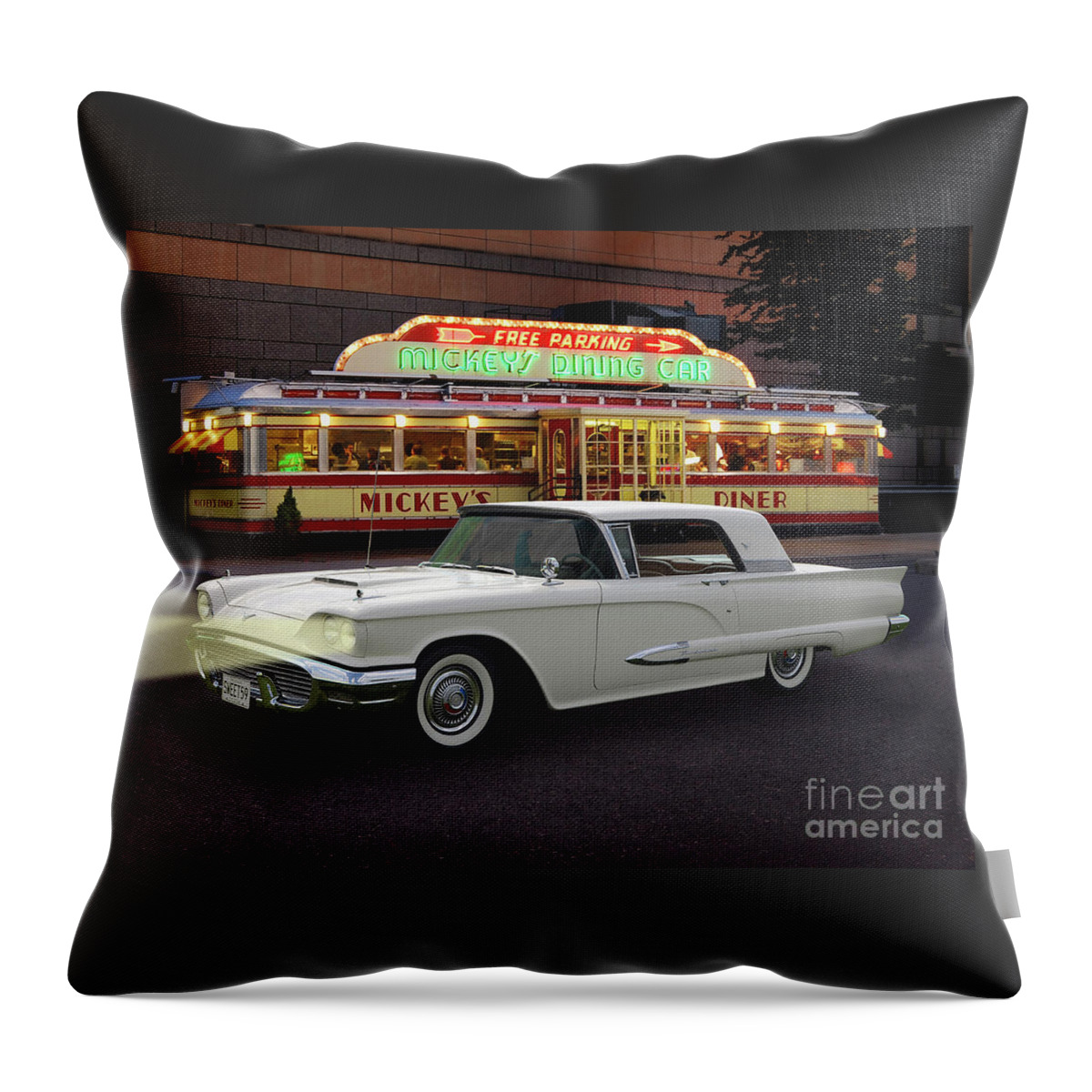 Sweet 59 Throw Pillow featuring the photograph Sweet 59 At Mickey's Diner by Ron Long