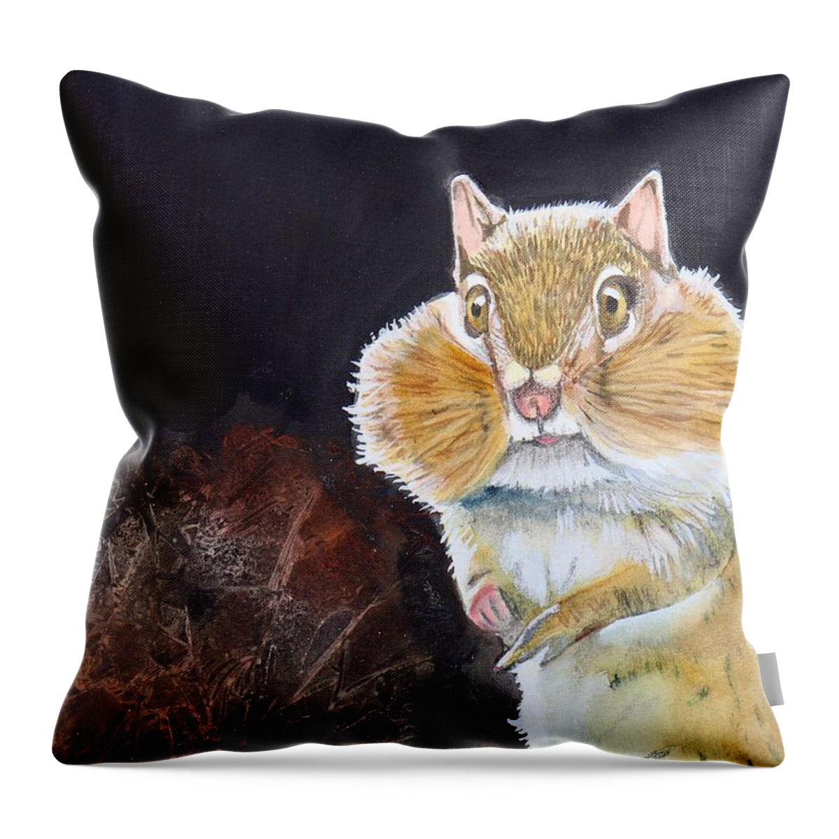 Black Throw Pillow featuring the painting Sweet Cheeks Watercolor by Kimberly Walker