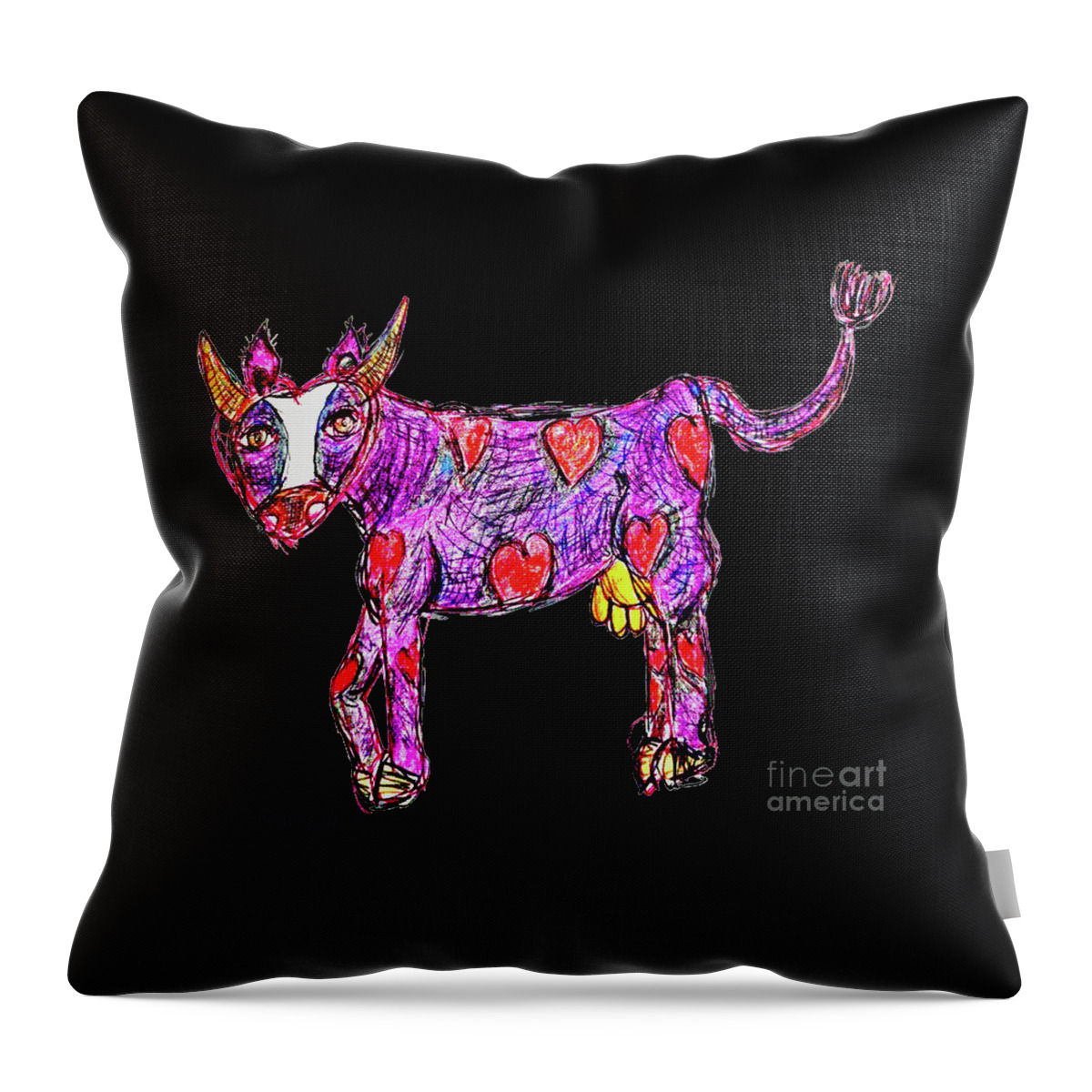 Cow Throw Pillow featuring the digital art Sweet Cow by Mimulux Patricia No