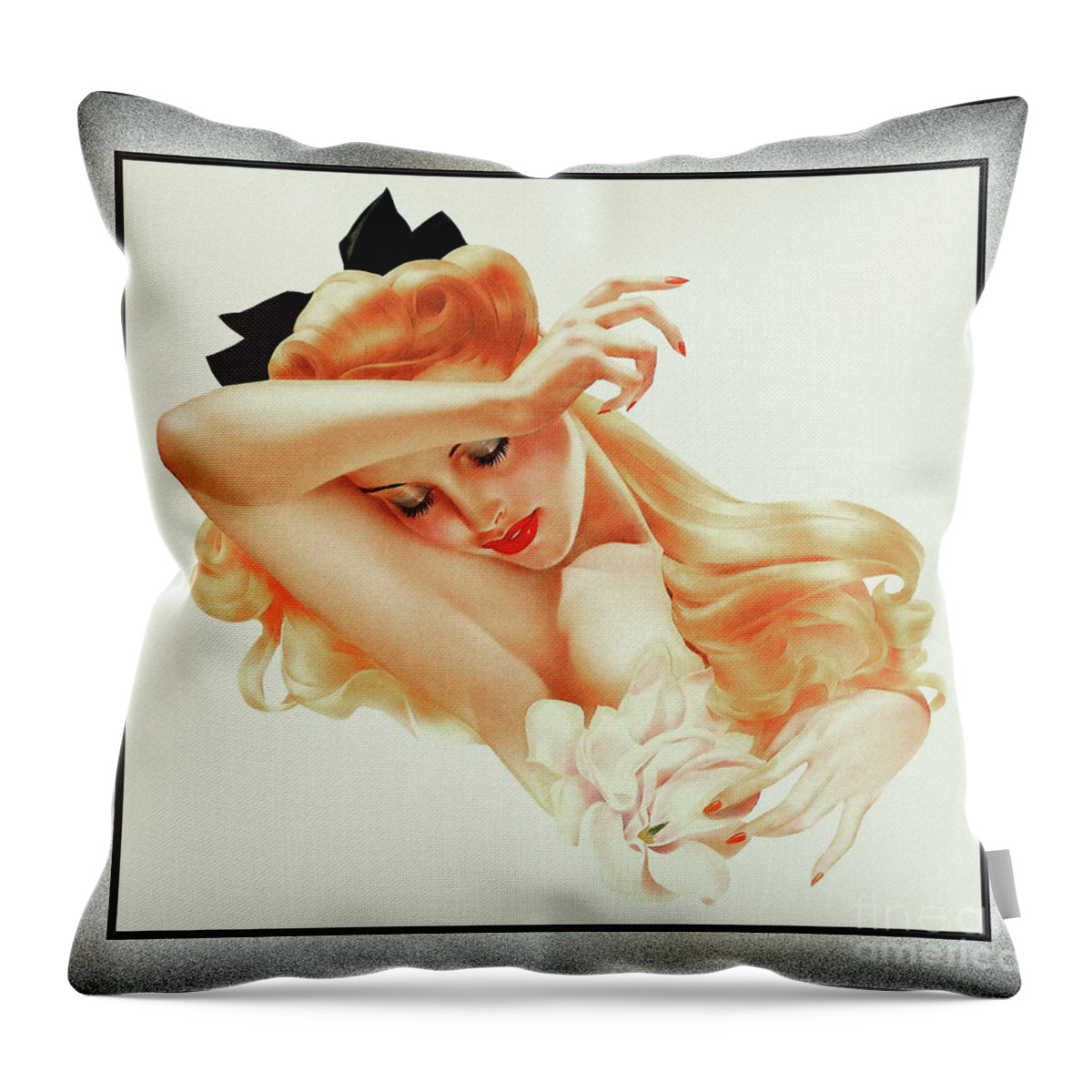 Sweet Dreams Throw Pillow featuring the painting Sweet Dreams by Alberto Vargas Vintage Pin-Up Girl Art by Rolando Burbon