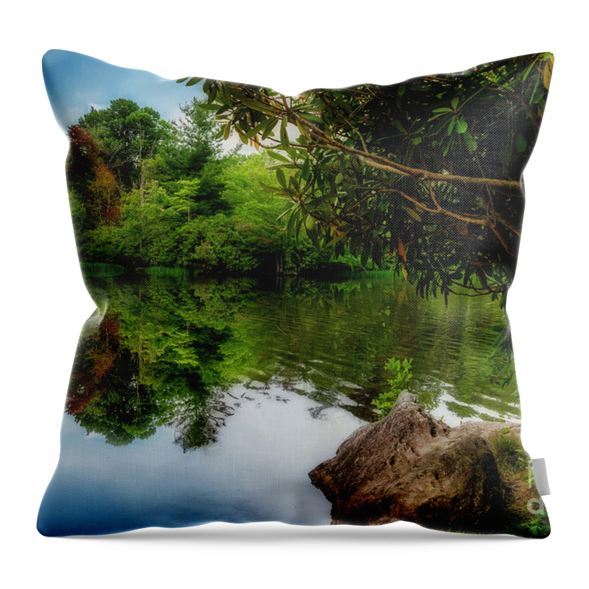 Serenity Throw Pillow featuring the photograph Sweet Retreat in the Blue Ridge Mountains by Shelia Hunt