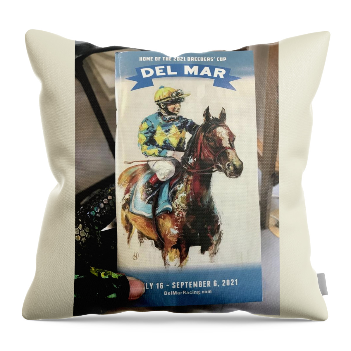 Racetrack Throw Pillow featuring the painting Sweet Victory by Heather Roddy