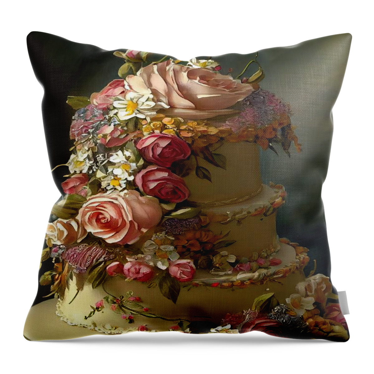 Fancy Cake Throw Pillow featuring the painting Sweetness and Light II by Mindy Sommers
