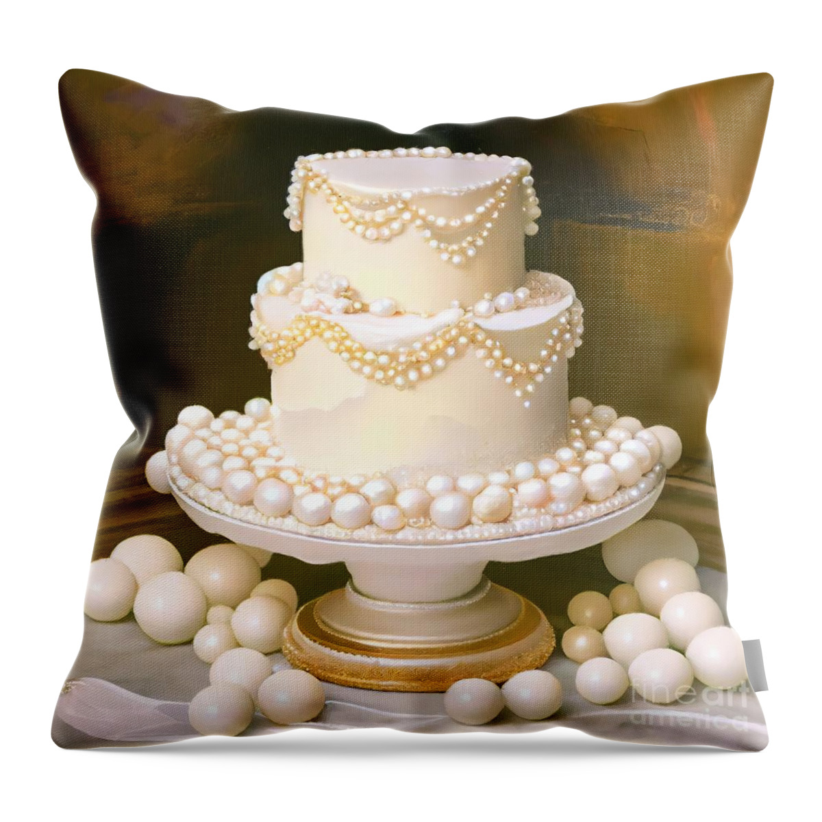 Fancy Cake Throw Pillow featuring the painting Sweetness and Light III by Mindy Sommers