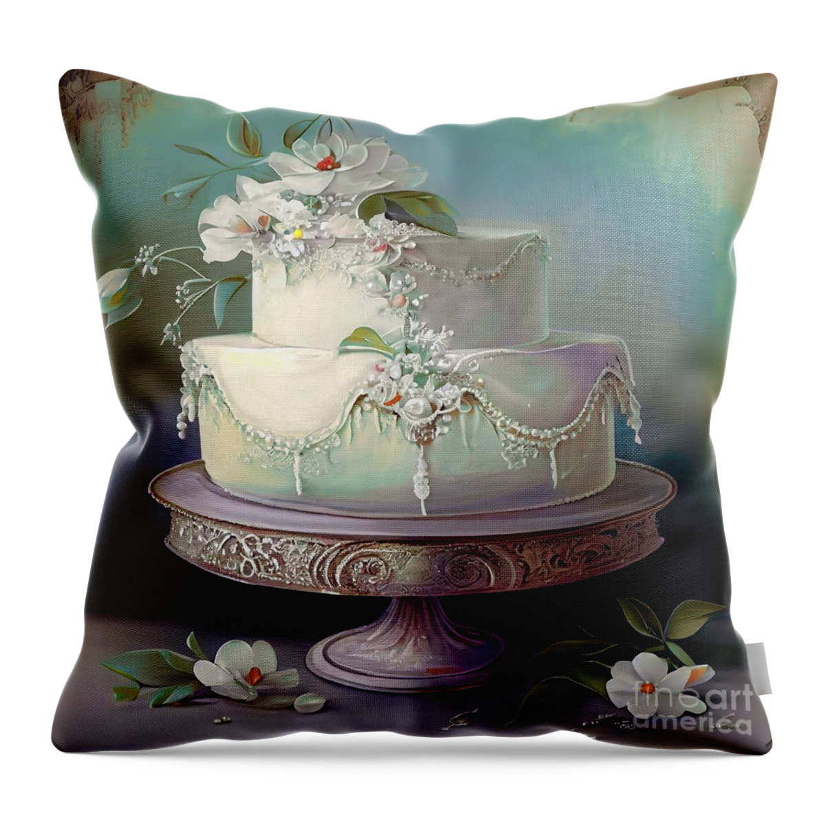 Fancy Cake Throw Pillow featuring the painting Sweetness and Light XXII by Mindy Sommers