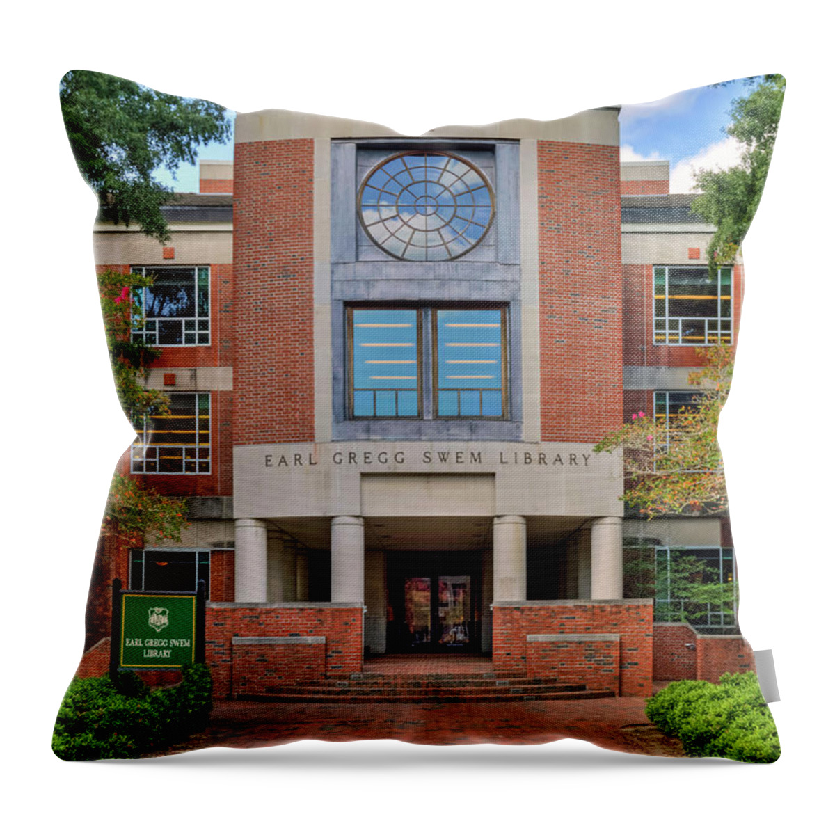 William And Mary Throw Pillow featuring the photograph Swem Library by Jerry Gammon