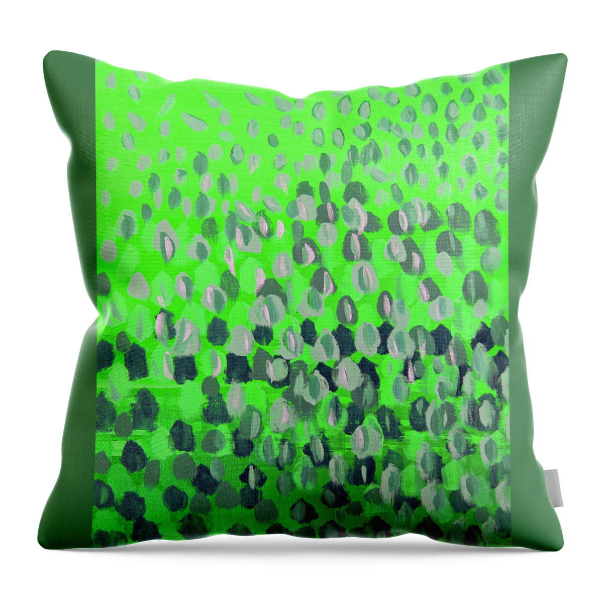 Abstract Throw Pillow featuring the painting Swimmingly Green by Corinne Carroll
