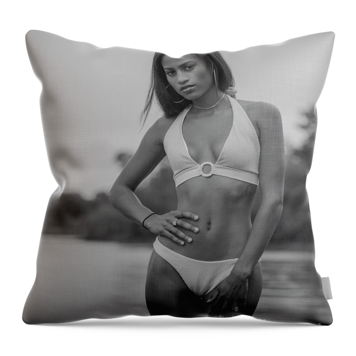 7156 Throw Pillow featuring the photograph Swimsuit by FineArtRoyal Joshua Mimbs