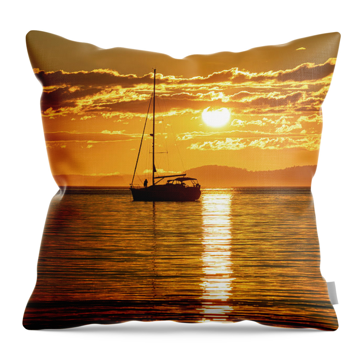 Sailboat Throw Pillow featuring the photograph Swinging on the Hook by Gary Skiff