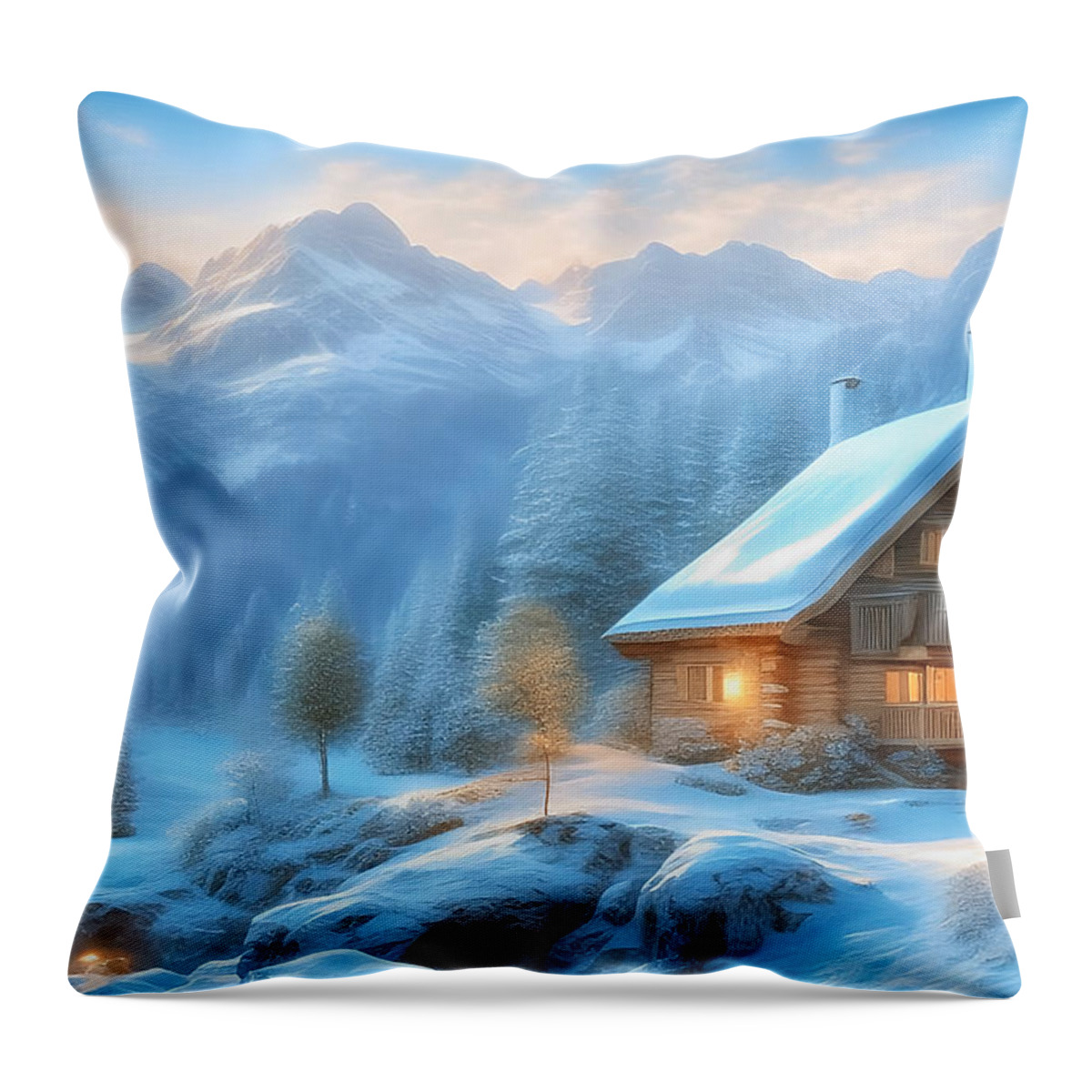 Swiss Throw Pillow featuring the digital art Swiss Landscape by Manjik Pictures