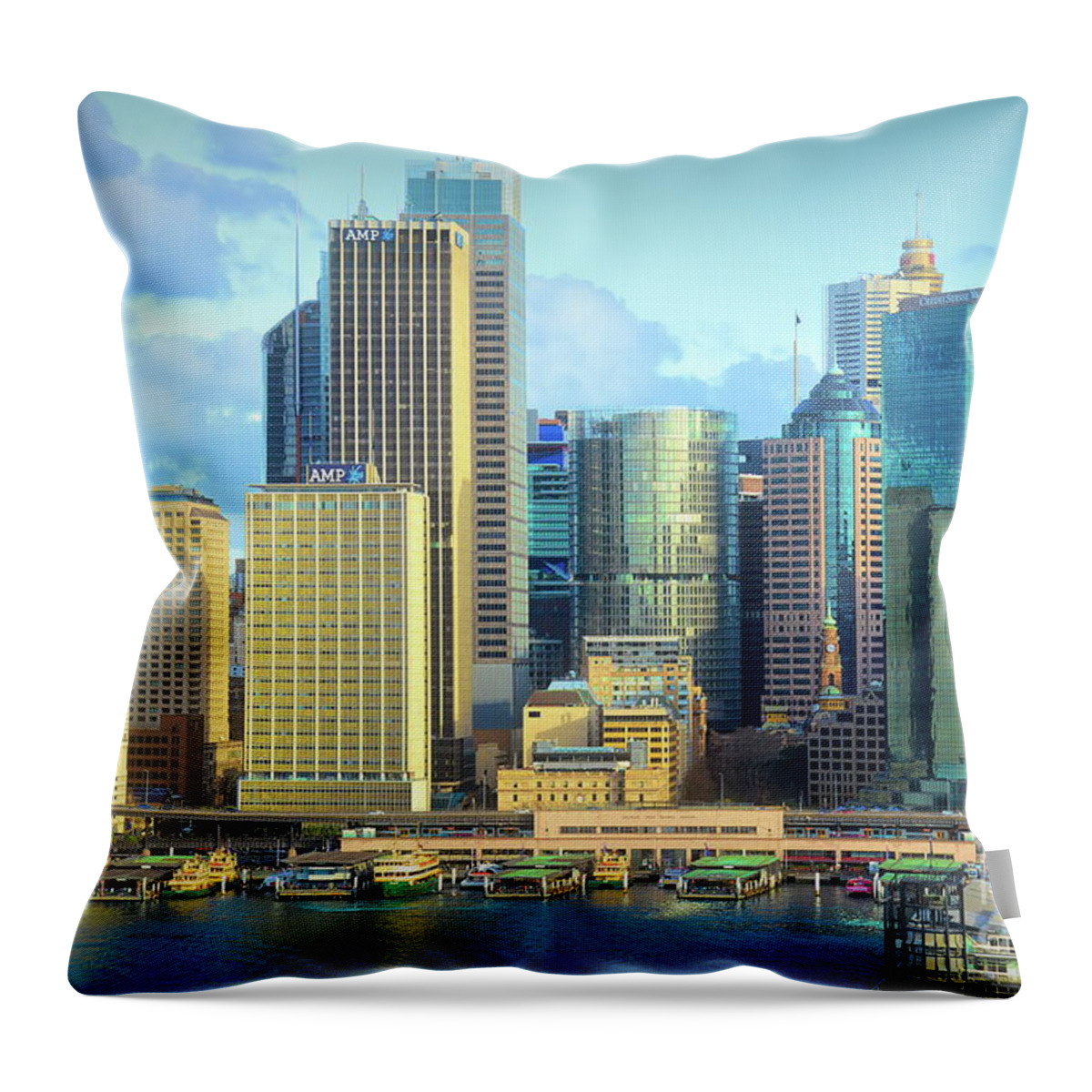 Cityscape Throw Pillow featuring the photograph Sydney Australia Cityscape by Diana Mary Sharpton