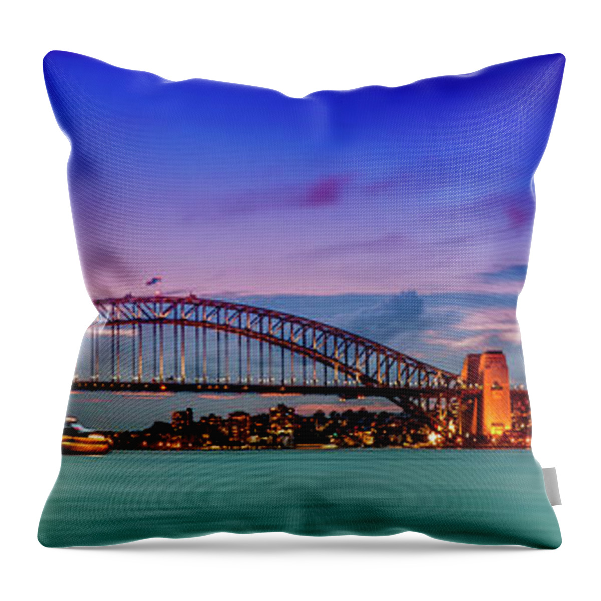 Sydney Harbour Throw Pillow featuring the photograph Sydney Harbour Skyline by Sean Davey