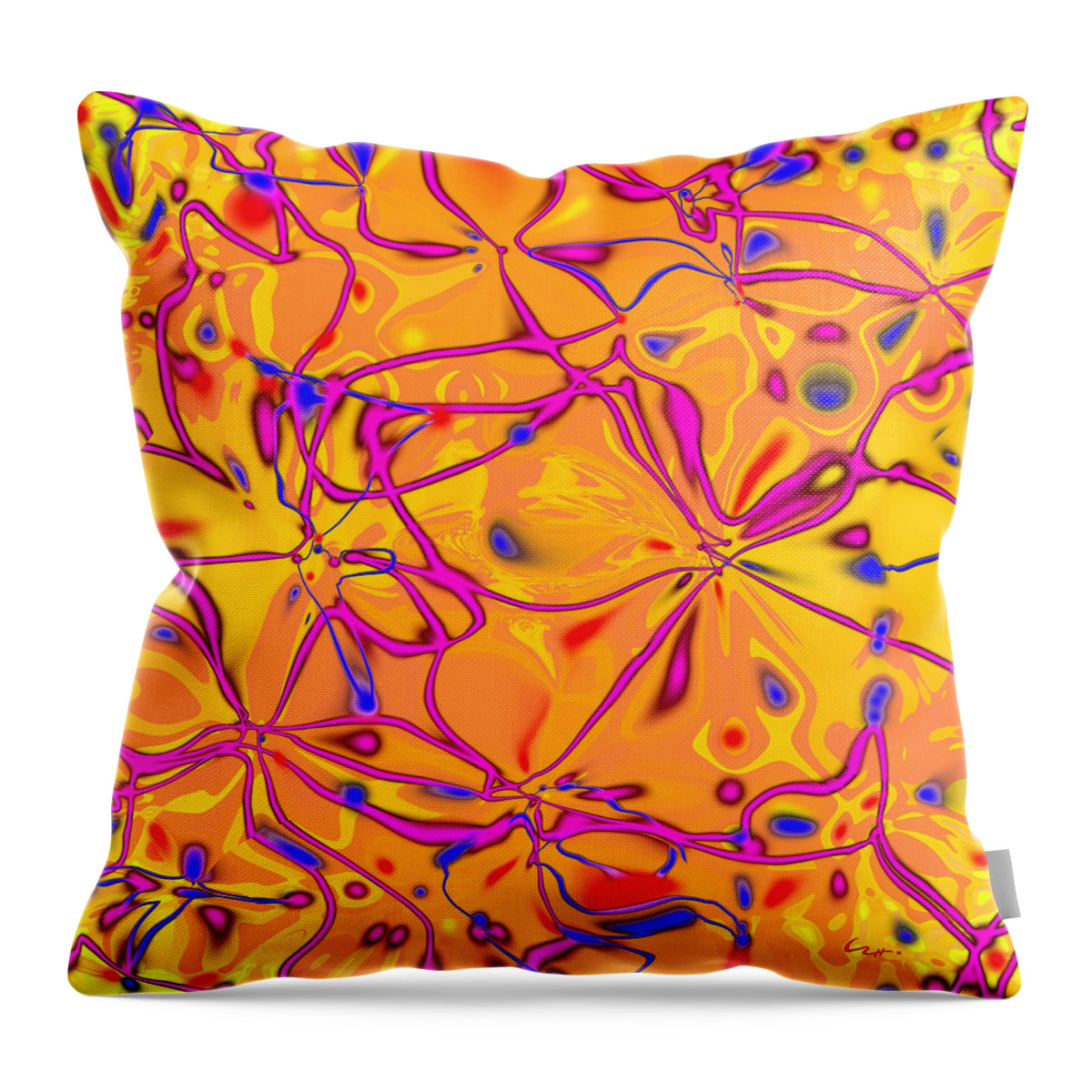 Synaptic Sunrise Throw Pillow featuring the mixed media Synaptic Sunrise by Carl Hunter