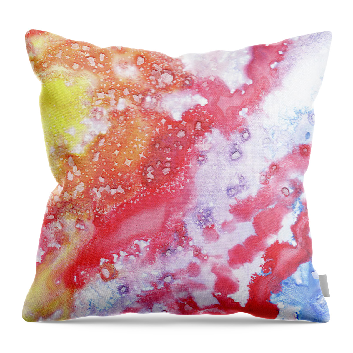 Abstract Throw Pillow featuring the painting Synergy Of Crystal And Abstract Watercolor Decorative Art VIII by Irina Sztukowski