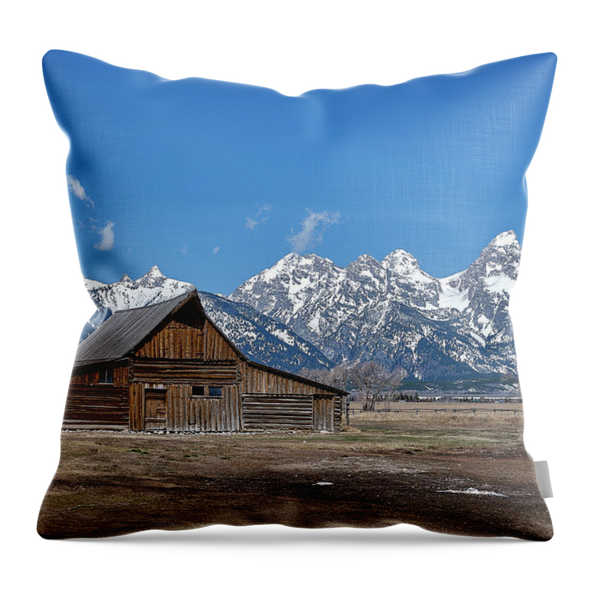 Wyoming Throw Pillow featuring the photograph T.A. Moulton Barn Clear by Jermaine Beckley