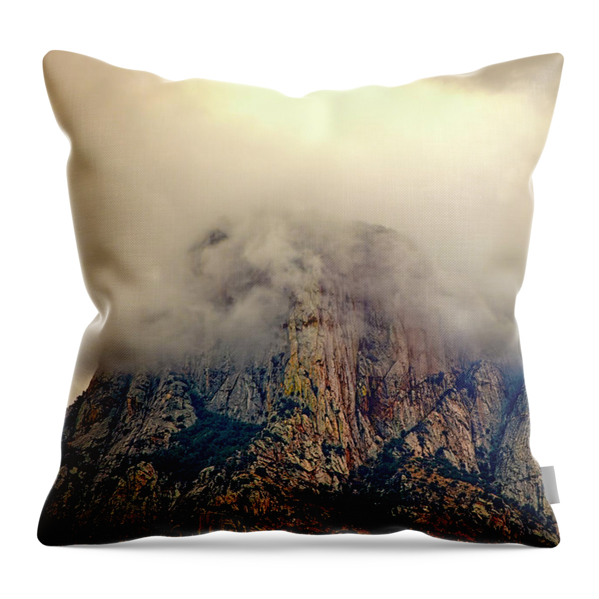 Fog Throw Pillow featuring the photograph Table Mountain In Clouds 24987 by Mark Myhaver