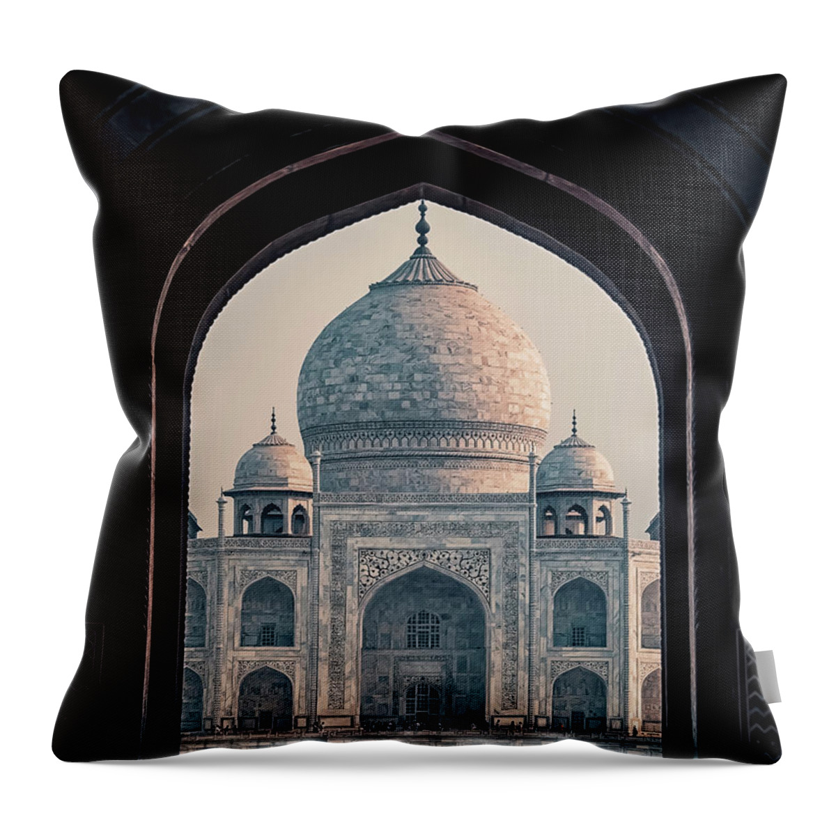 Architecture Throw Pillow featuring the photograph Taj Mahal in frame by Manjik Pictures