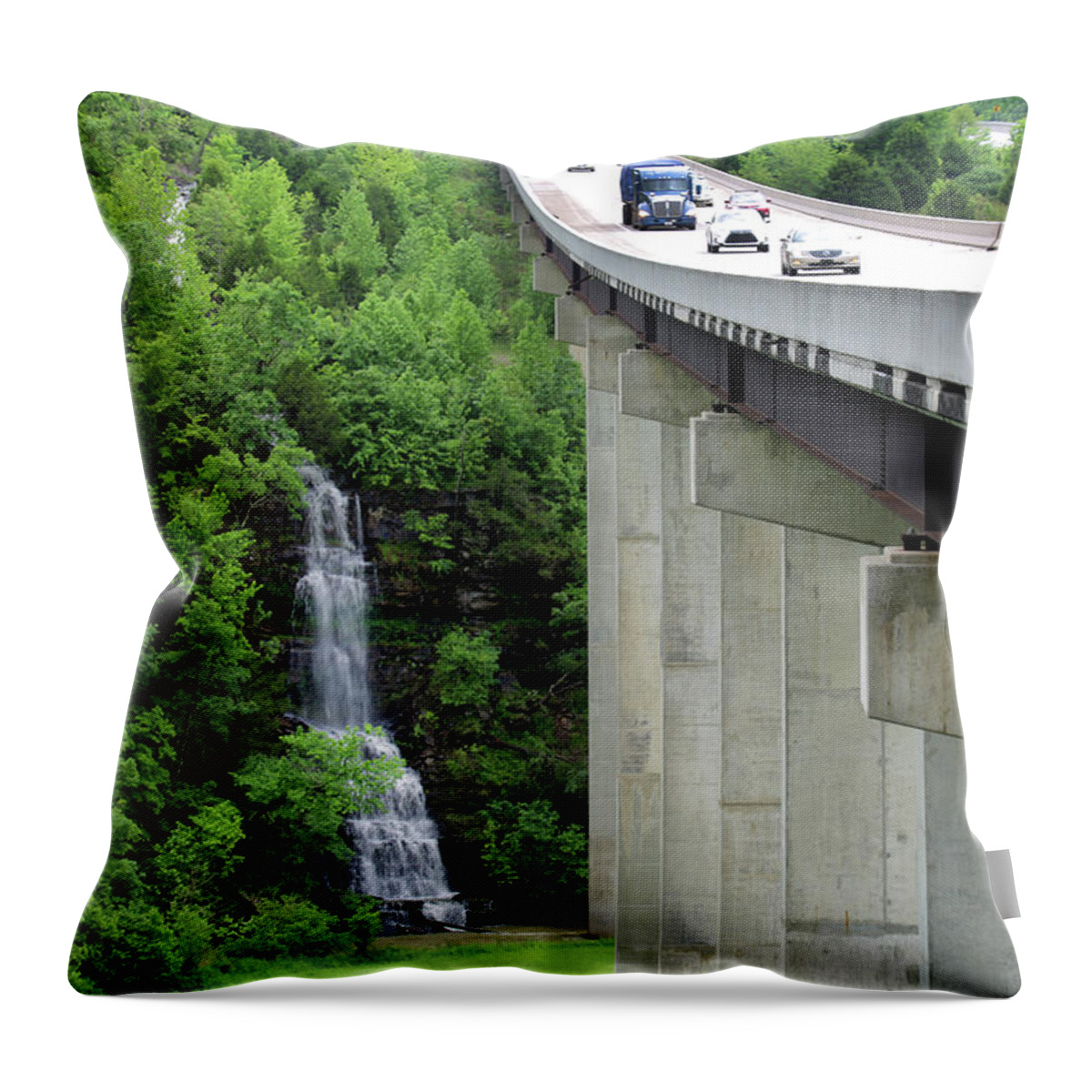 Waterfall Throw Pillow featuring the photograph Take a Brake from Lifes Highway - Arkansas 2020 by William Rainey