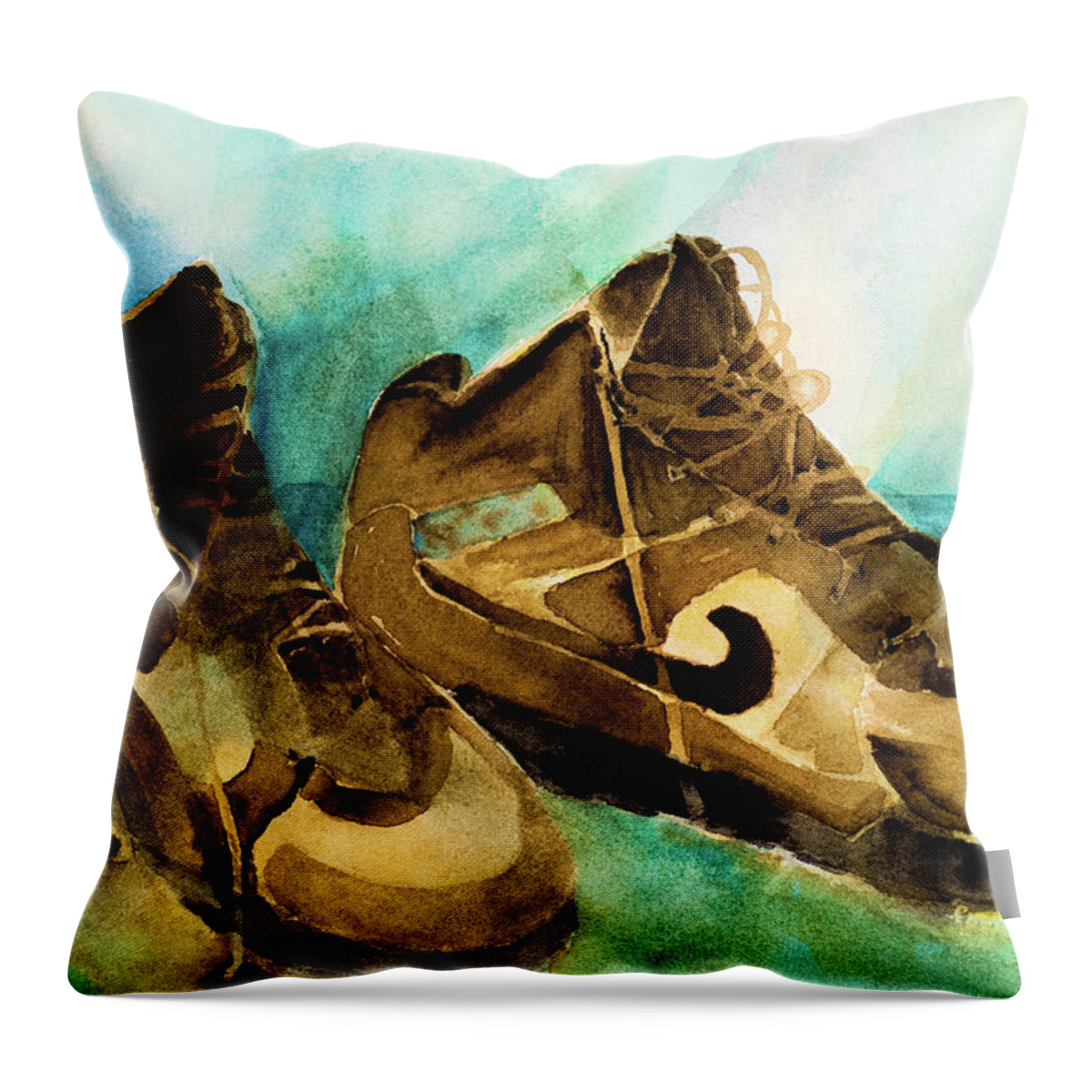 Boots Throw Pillow featuring the painting Take a Hike by Lee Beuther