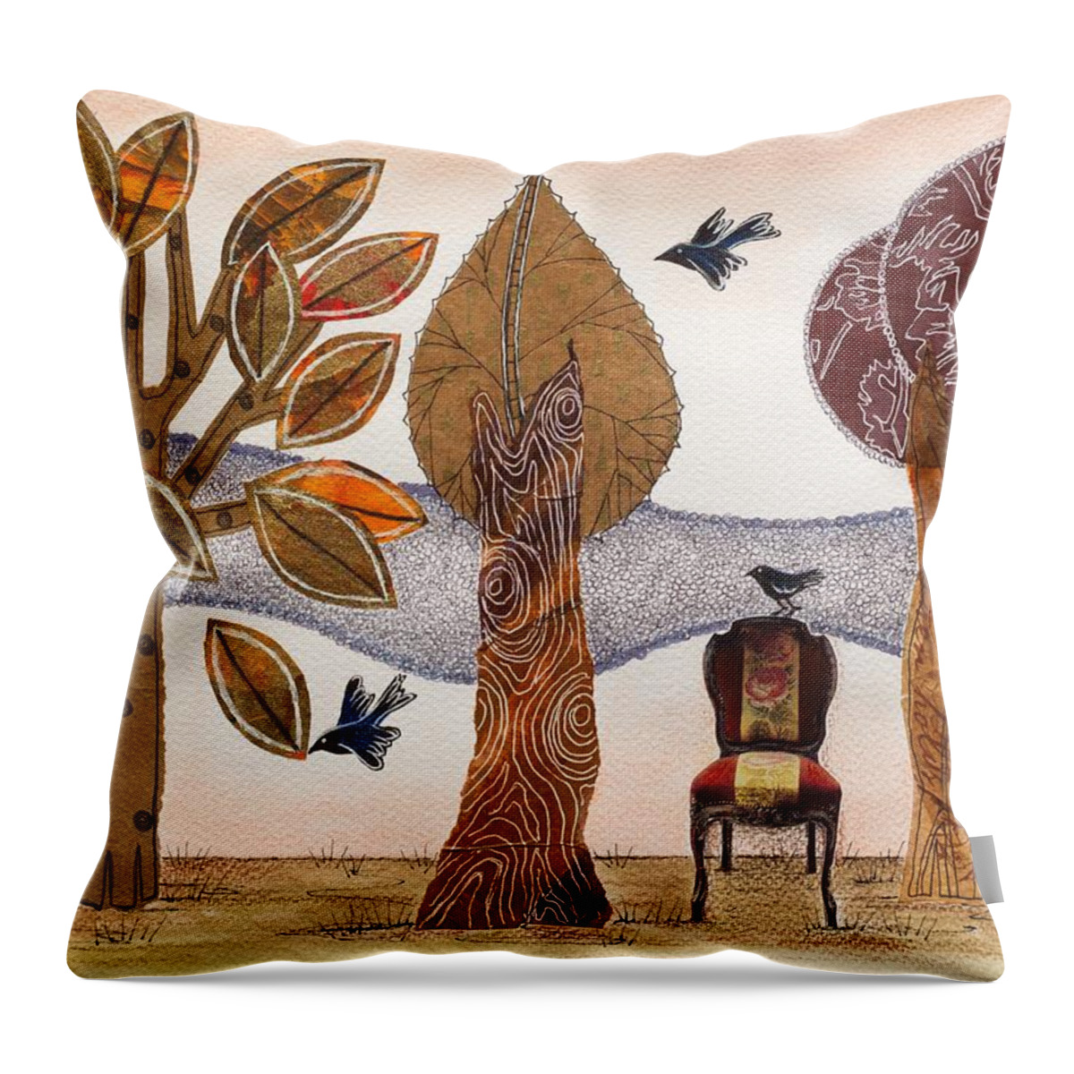 Autumn Throw Pillow featuring the mixed media Take a rest in Autumn by Graciela Bello