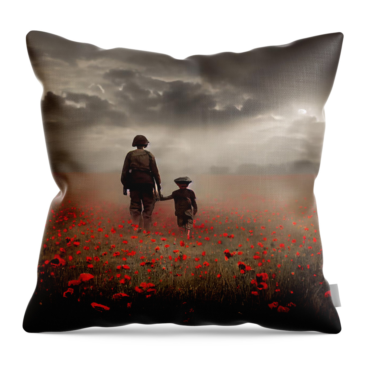 Soldier Throw Pillow featuring the digital art Take My Hand by Airpower Art
