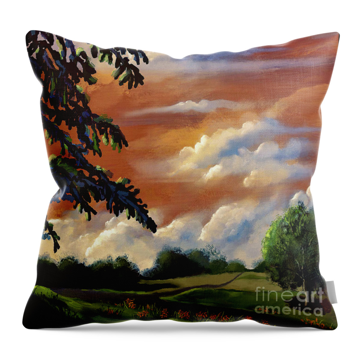 Sunset Throw Pillow featuring the digital art Taking A Stroll At Dusk by Lois Bryan
