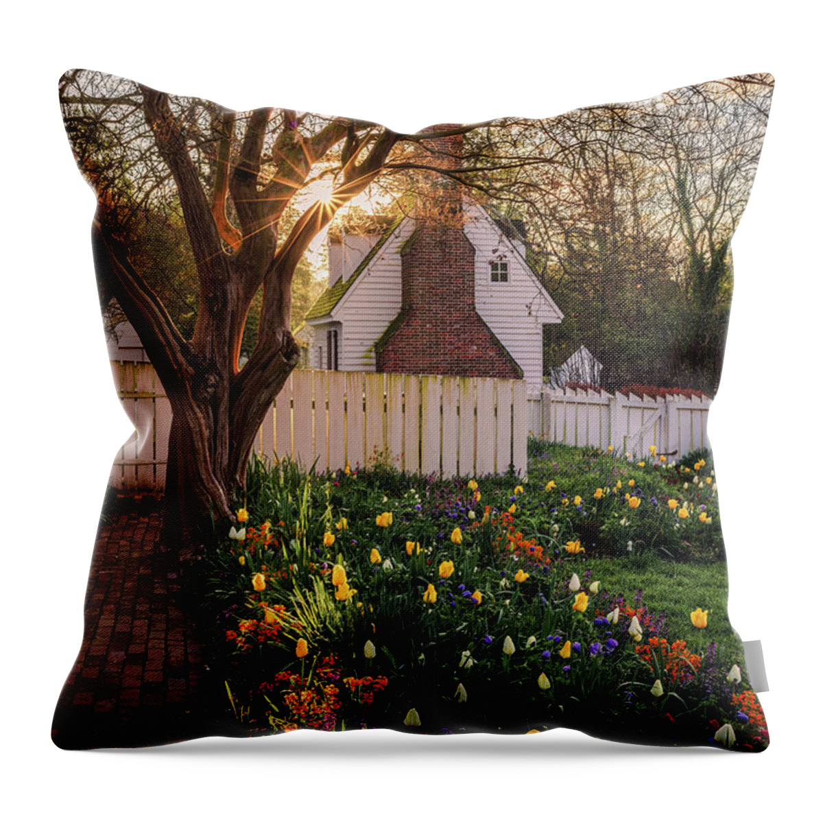 Colonial Williamsburg Throw Pillow featuring the photograph Taliaferro-Cole Garden in Early Spring by Rachel Morrison