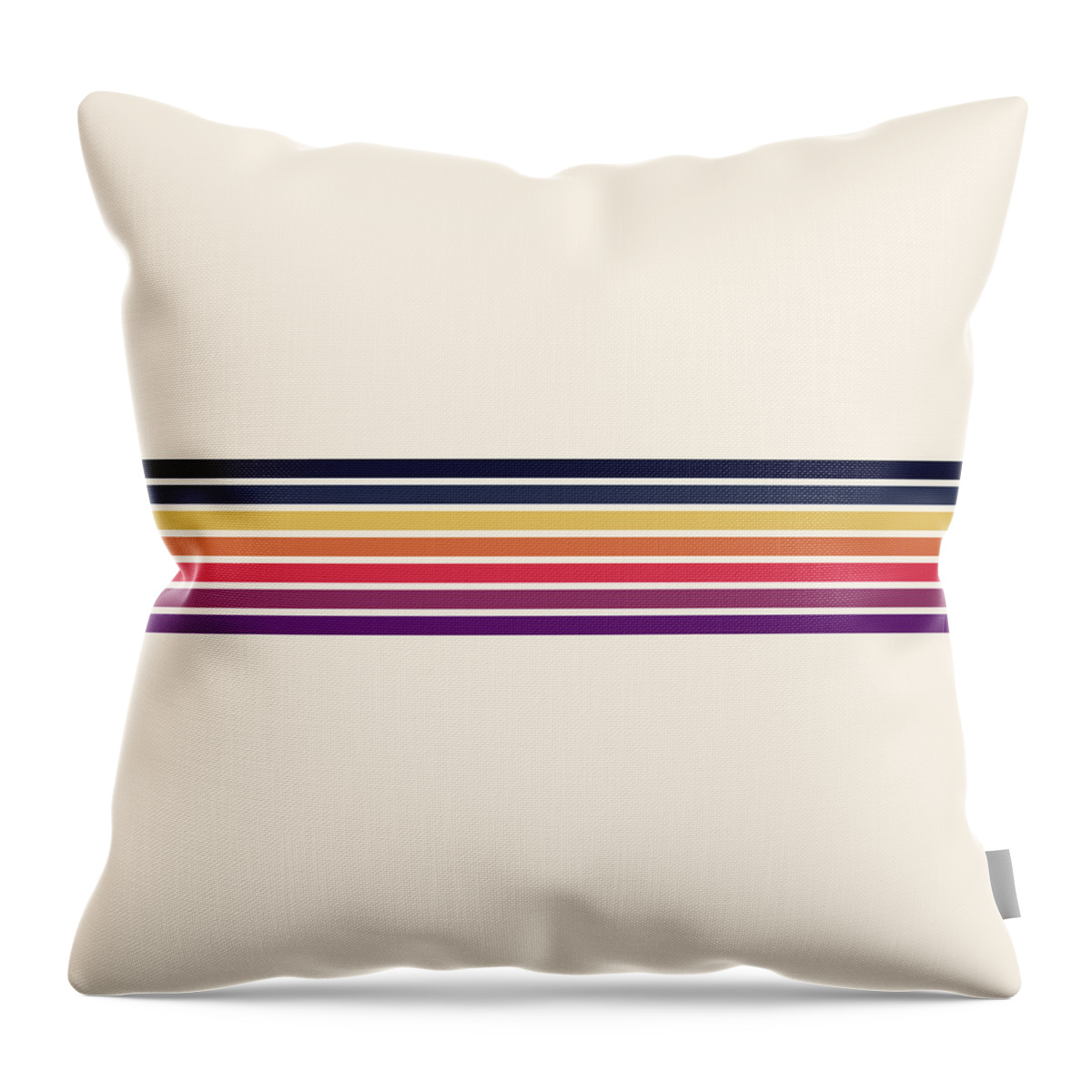 Striped Throw Pillow featuring the digital art Tamina - Classic Retro 70s Vintage Style Stripes by Alpha Omega