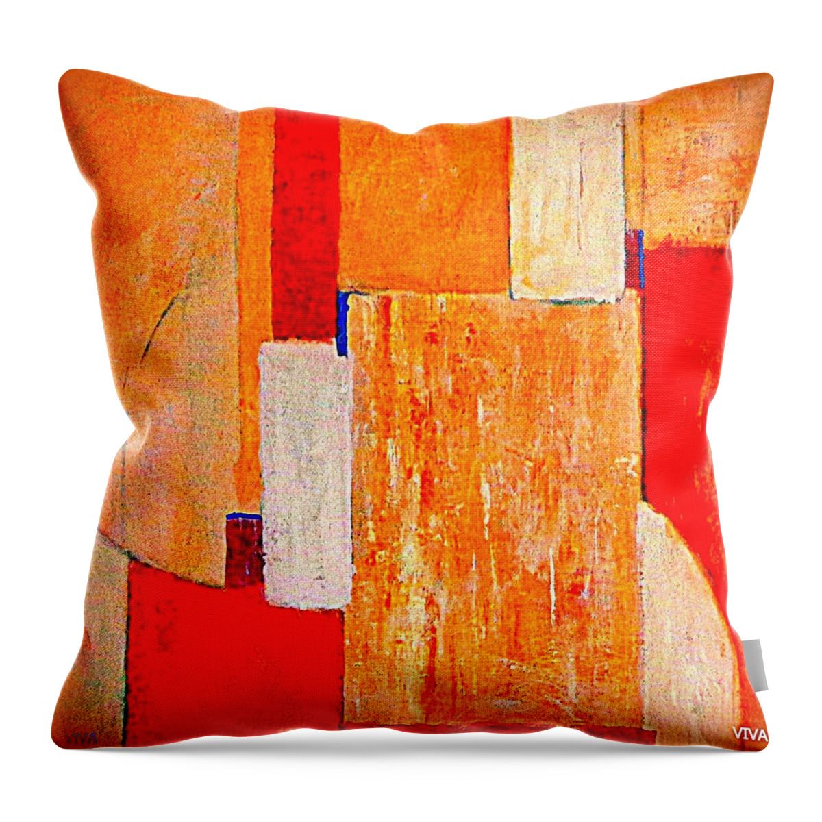 Abstract Expressionism Throw Pillow featuring the painting Tangerines Abstract by VIVA Anderson
