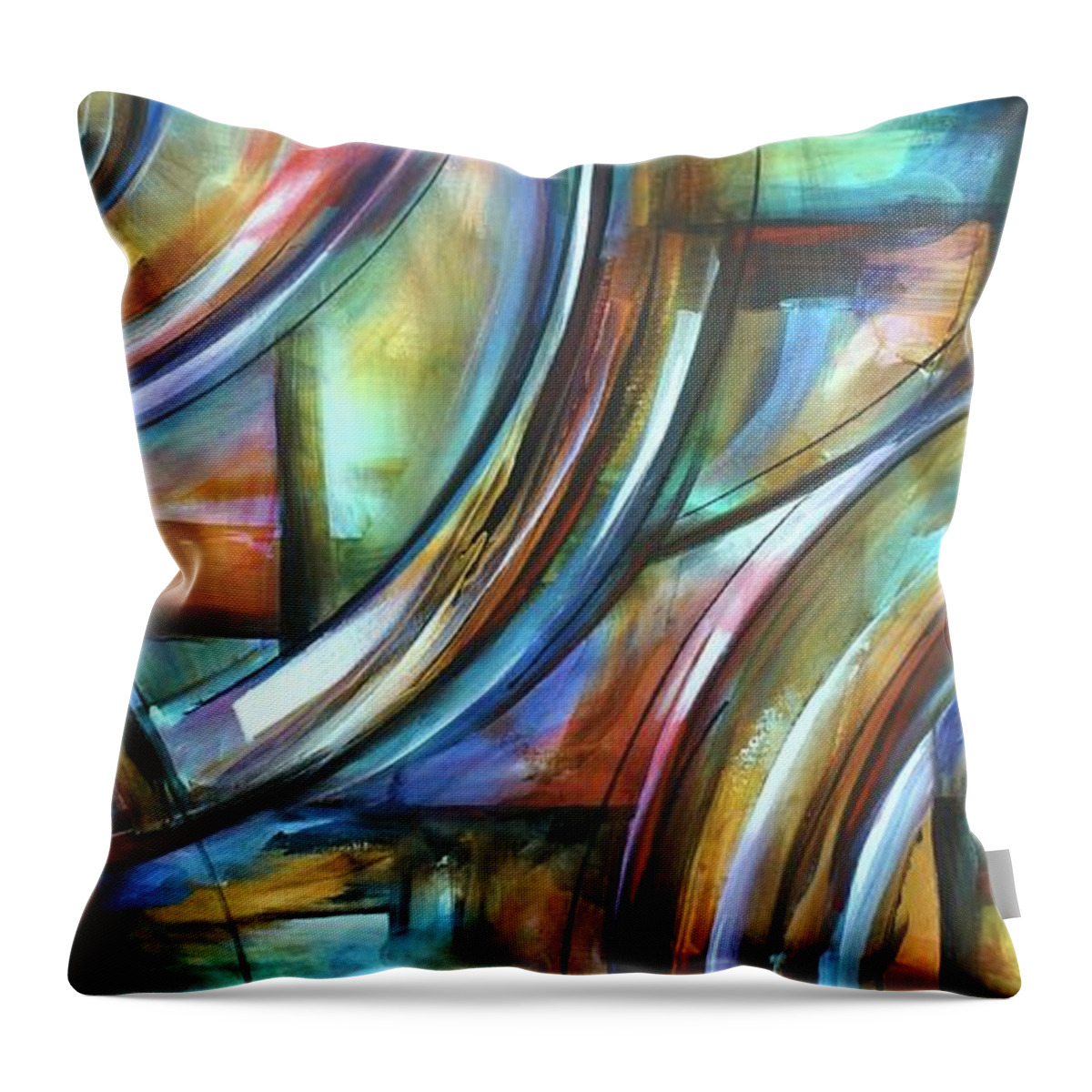 Abstract Throw Pillow featuring the painting Tangibles by Michael Lang
