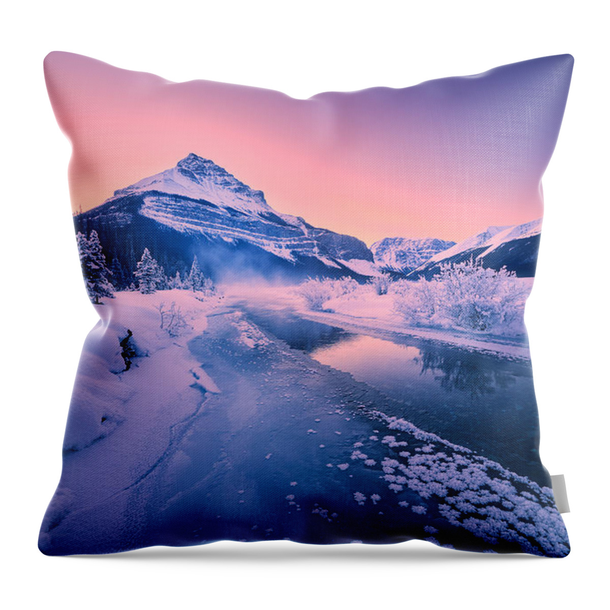 Winter Throw Pillow featuring the photograph Tangle Peak Sunrise by Henry w Liu