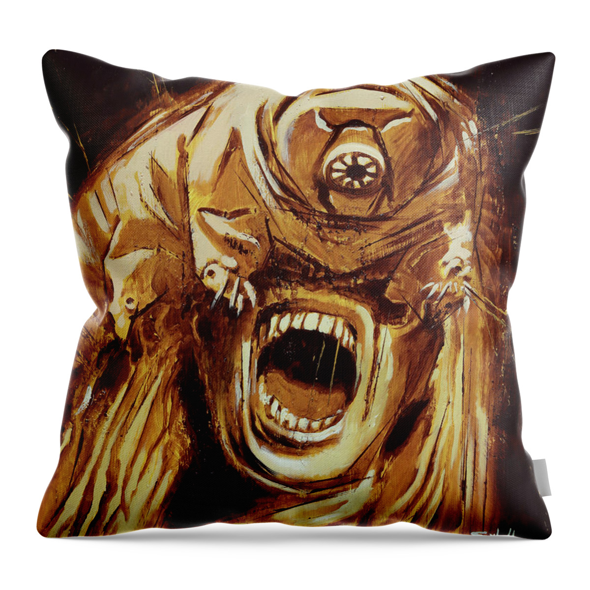 Sciencefiction Throw Pillow featuring the painting Tardigrade Future by Sv Bell